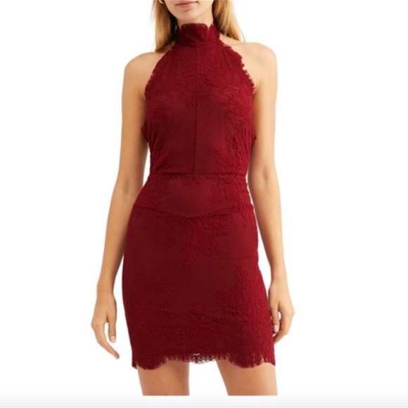 HARPER LACE HALTER MINIDRESS IN RED size large!! - Picture 8 of 16